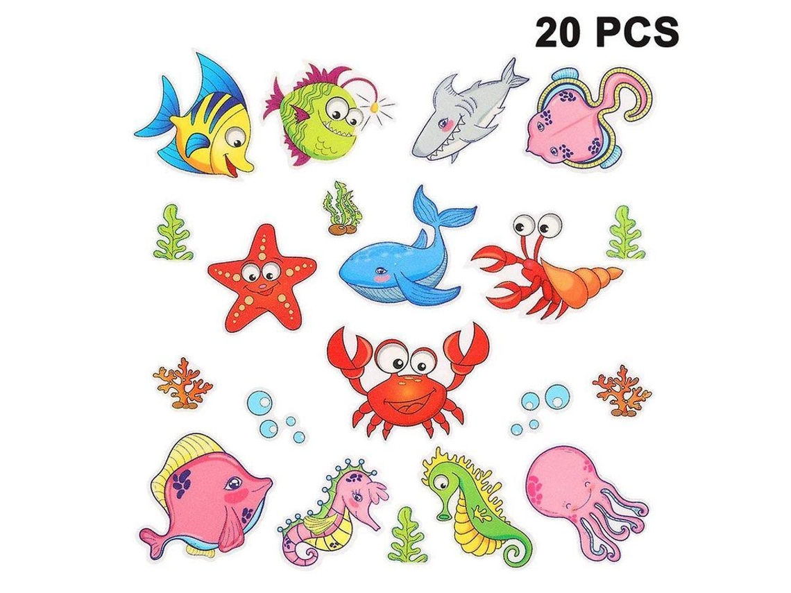 Calcomanías Antideslizantes Para Bañera, 20 Piezas Con Animales Marinos Adhesivos Para Niños