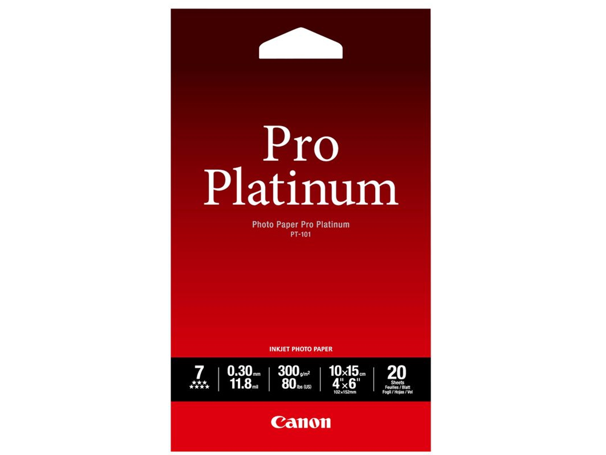 Papel Foto CANON PT-101 Pro 10x15cm 20 h