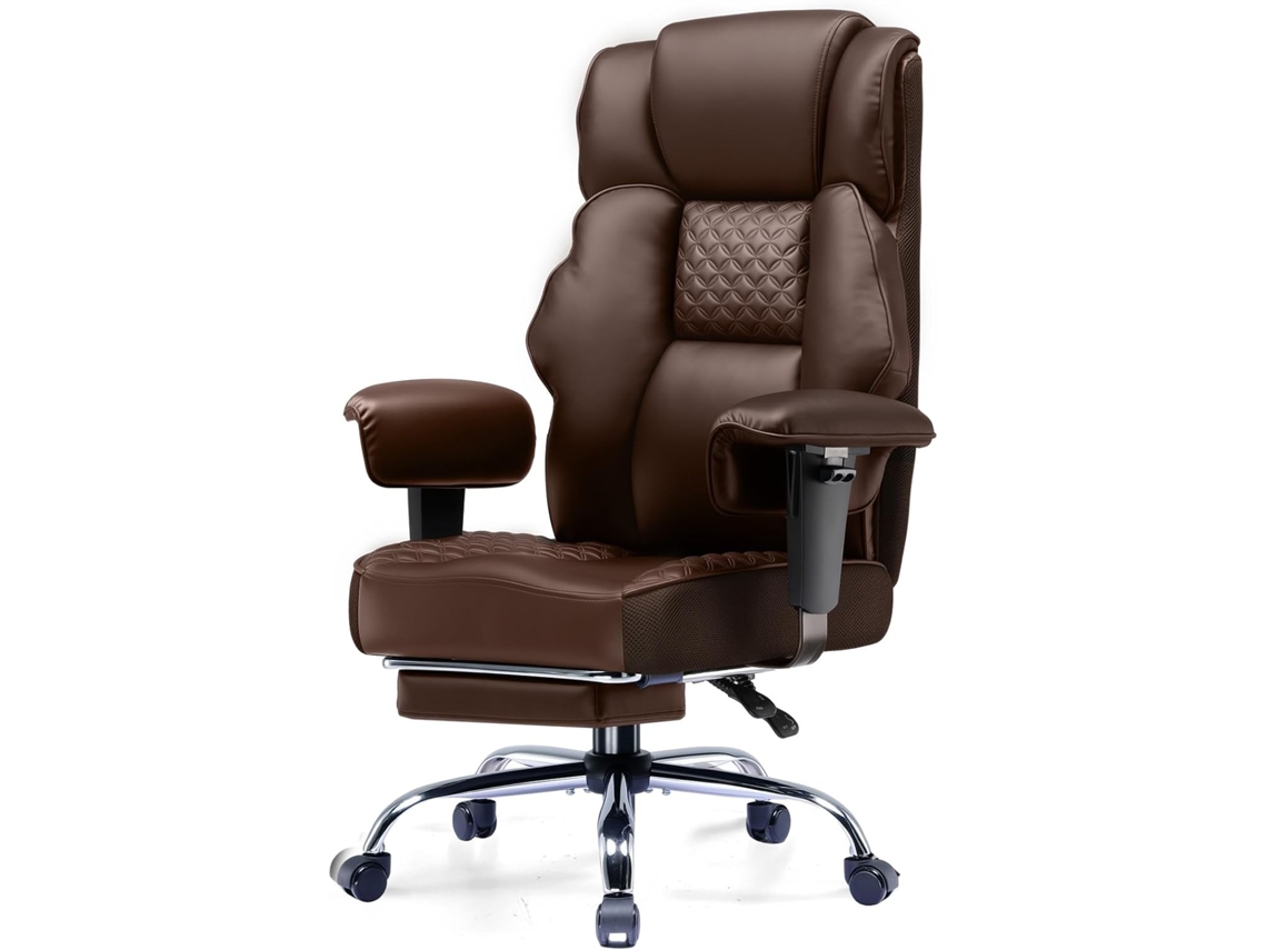 Silla de oficina para juegos GT Player, silla ergonómica para ordenador, piel sintética, marrón.