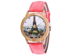Reloj De Pareja Zhoulianfa Con Diseño De La Torre Eiffel, Pulsera De Cuarzo De Aleación, Color Rosa Vaquero.