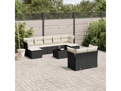 Conjunto de sofás de jardín de 10 piezas DKD Home Decor con cojines de mimbre negros