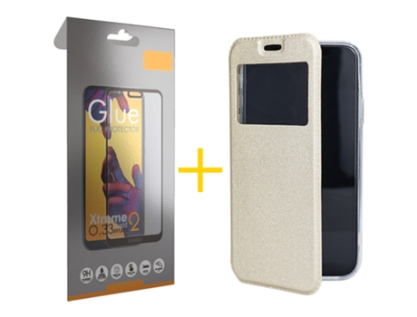 Pack 1 X Película de Vidrio Templado Full Funda GANDY por Samsung Galaxy A41 Flip Cover GANDY Oro GANDY
