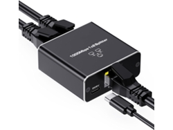 Adaptador Ethernet Splitter 1000Mbps 1 A 2 Gigabit Ethernet Splitter Rj45 Com Cabo De Alimentação Usb