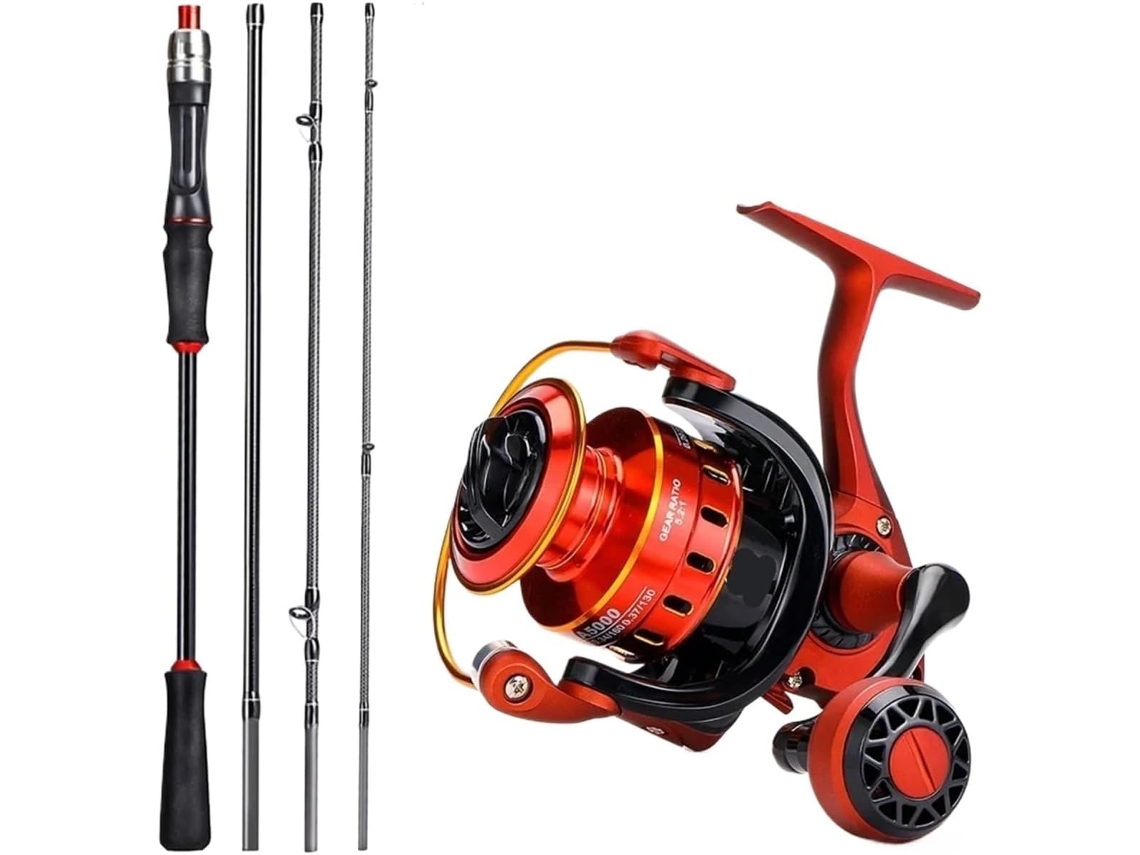 Caña Y Carrete De Spinning Fibra Carbono 1,8/2,1 M, Potencia Freno Máxima 8 Kg, Ideal Para La Pesca Lubina,...