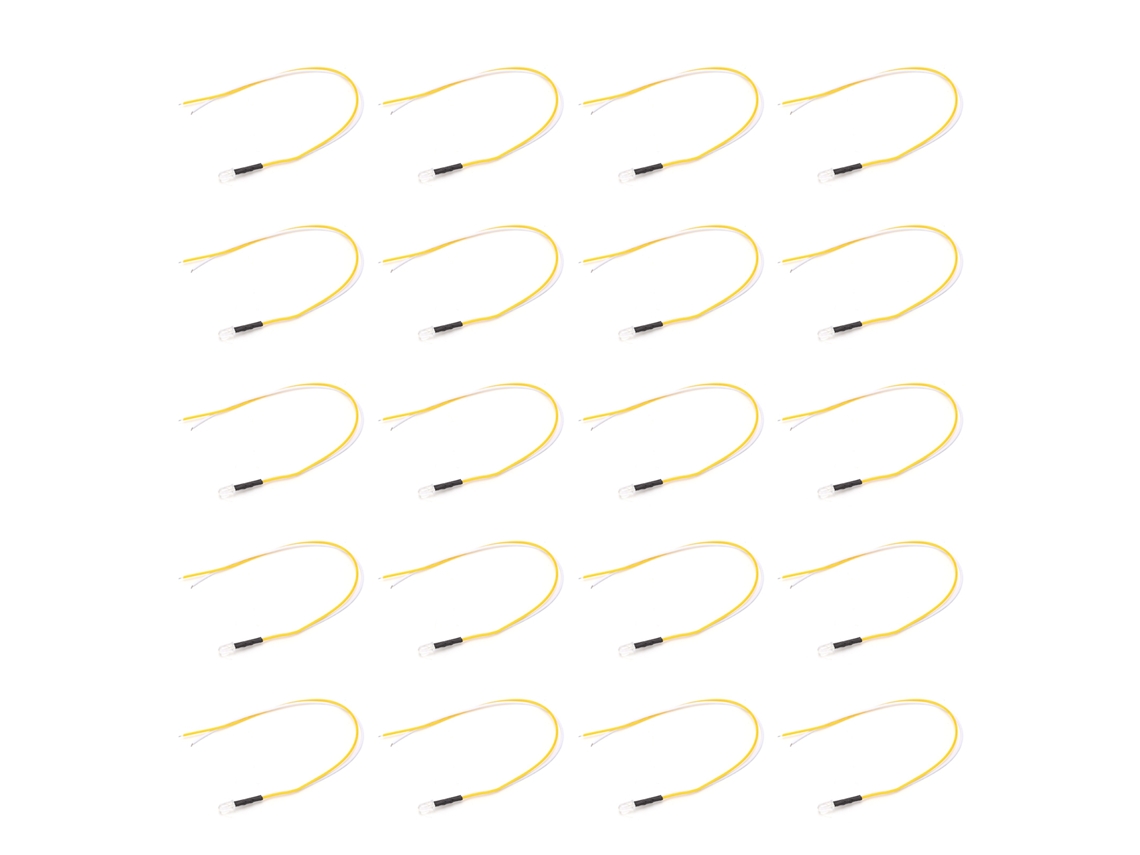 20 Piezas Led Pre Cableado Diodo Emisor Luz 12v 5mm Alto Brillo Blanco Caliente Abierto Normalmente