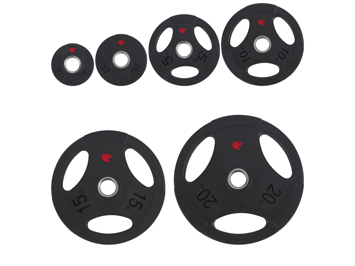 Conjunto de Discos de Goma de 105Kg con 3 Asas de 50Mm Profesional FITNESS TECH