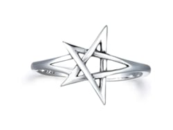 Anillo De Plata 925 Ajustable Con Estrella Pentaedro Vintage Para Hombre Y Mujer