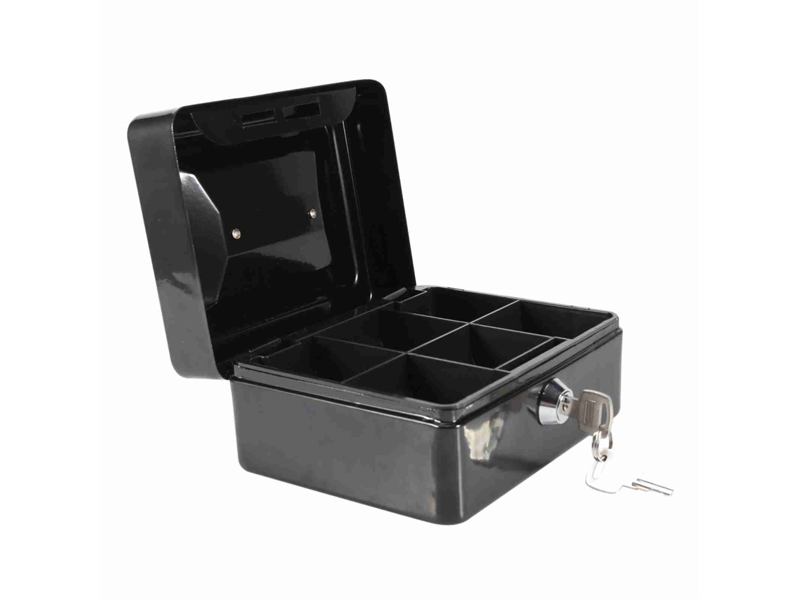 Mini Caja Fuerte Portátil Con Cerradura De Llave Para Dinero, Monedas Y Joyas En Casa O En La Oficina - Negra