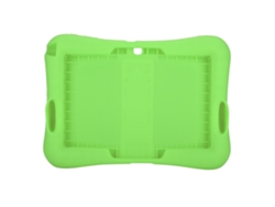 Funda de silicona con soporte para tablet Samsung de 10,1 pulgadas, resistente a caídas, verde claro y dorado.