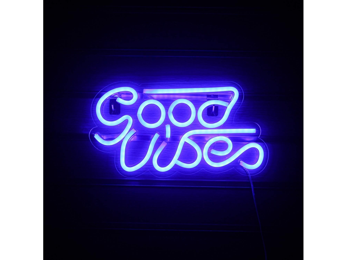 Neón Good Vibes para decoración, luz LED para dormitorio y pub, USB (19,6''4,9'') NEVEANCE