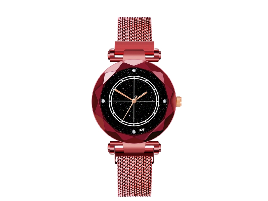 Reloj De Pulsera Hombre Moda Casual Dial De Aleación Espejo Cuarzo Rojo