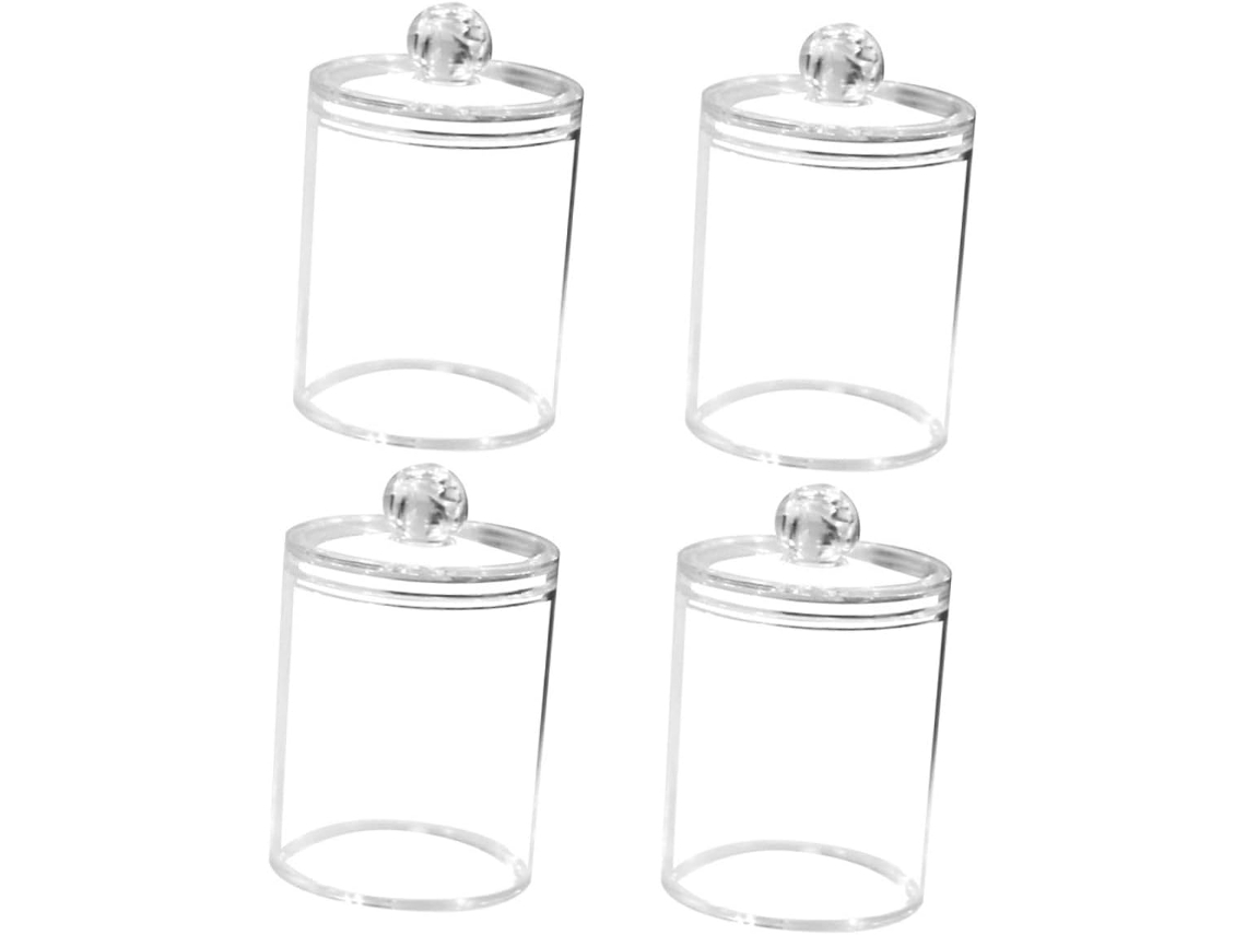 Juego de 4 cajas organizadoras cúbicas con tapa para cuentas, bolas de algodón, cosméticos y joyas.