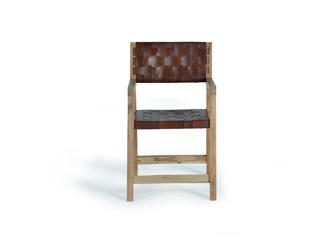 Conjunto de 2 Sillas en Piel Natural y Madera de Manglar 90X53X62 GINER Y COLOMER