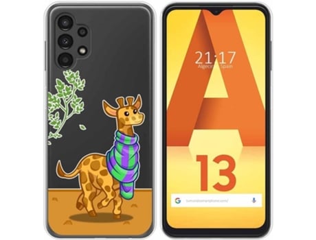 Carcasa para Samsung Galaxy A13 4G TUMUNDOSMARTPHONE Dibujos Transparente Jirafa Multicolor