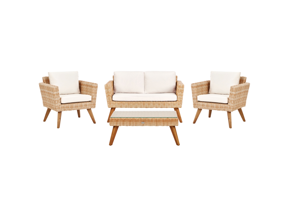 Conjunto de Exterior en Ratán BELIANI Vittoria de Ratán Sintético Natural 135X70X63