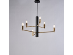 Lámpara colgante Isak de hierro negro con acabado en latón pulido cepillado, 6 luces, H.66, Ø53, Bl311, 6 unidades, Belight