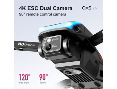 Dron de control remoto con cámara 4K HD (Modelo: Z888 - - Duración de la batería: 18 min - Gris) YIZHOOD