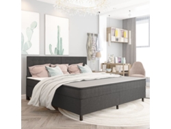 Cama Box Spring Tela Gris Oscuro 200x200 Cm