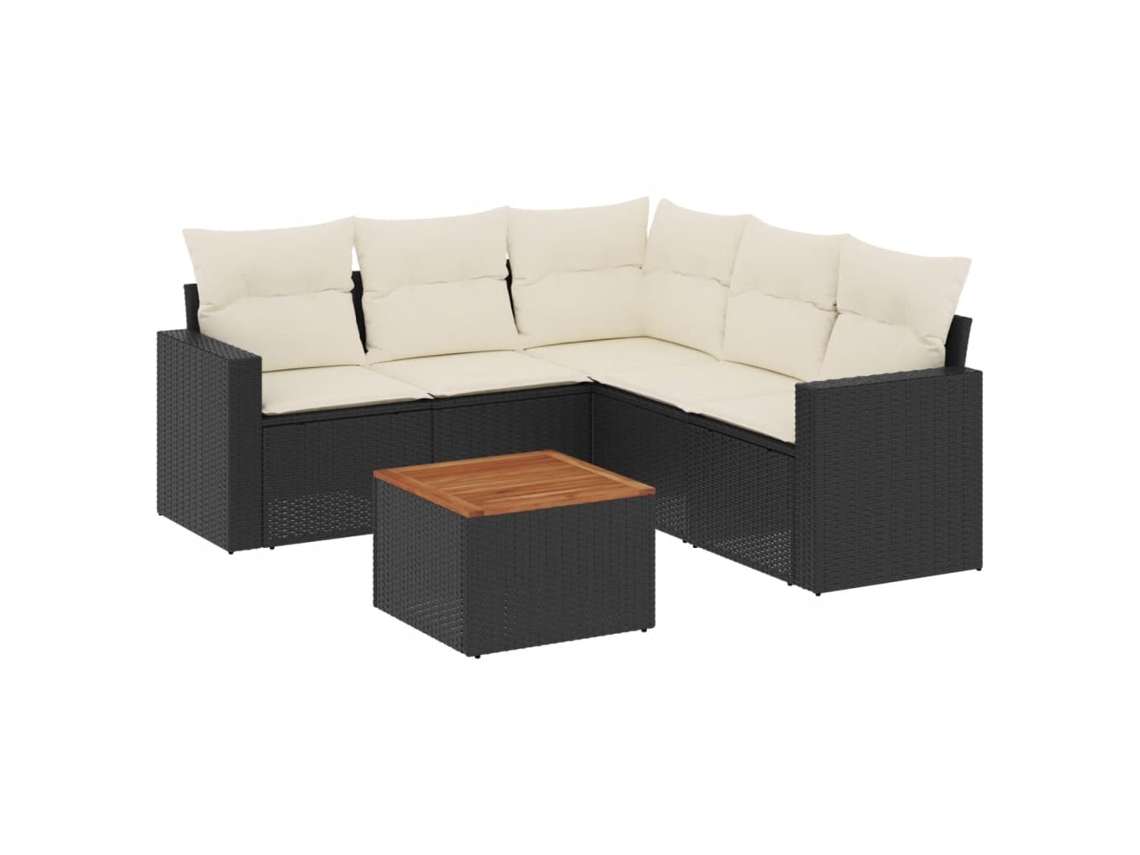 Juego de 6 sofás de jardín con cojines de mimbre, color negro, EXCLUSIVA MAISON (N/D)