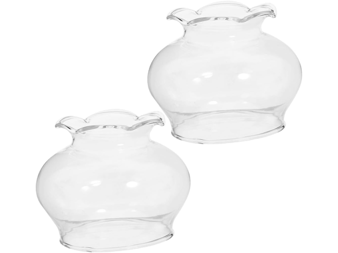 Juego De 2 Piezas De Vidrio Para Lámparas De Aceite, Accesorios Decorativos Transparentes De Estilo Retro Para Chimenea.