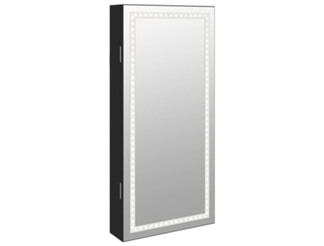 Espejo con joyero y luces LED VIDAXL para pared negro