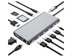 Estación de acoplamiento USB C Hub USB C 12 en 1 compatible con dispositivos tipo C MacBook Pro/Air Plus gris Yizhood