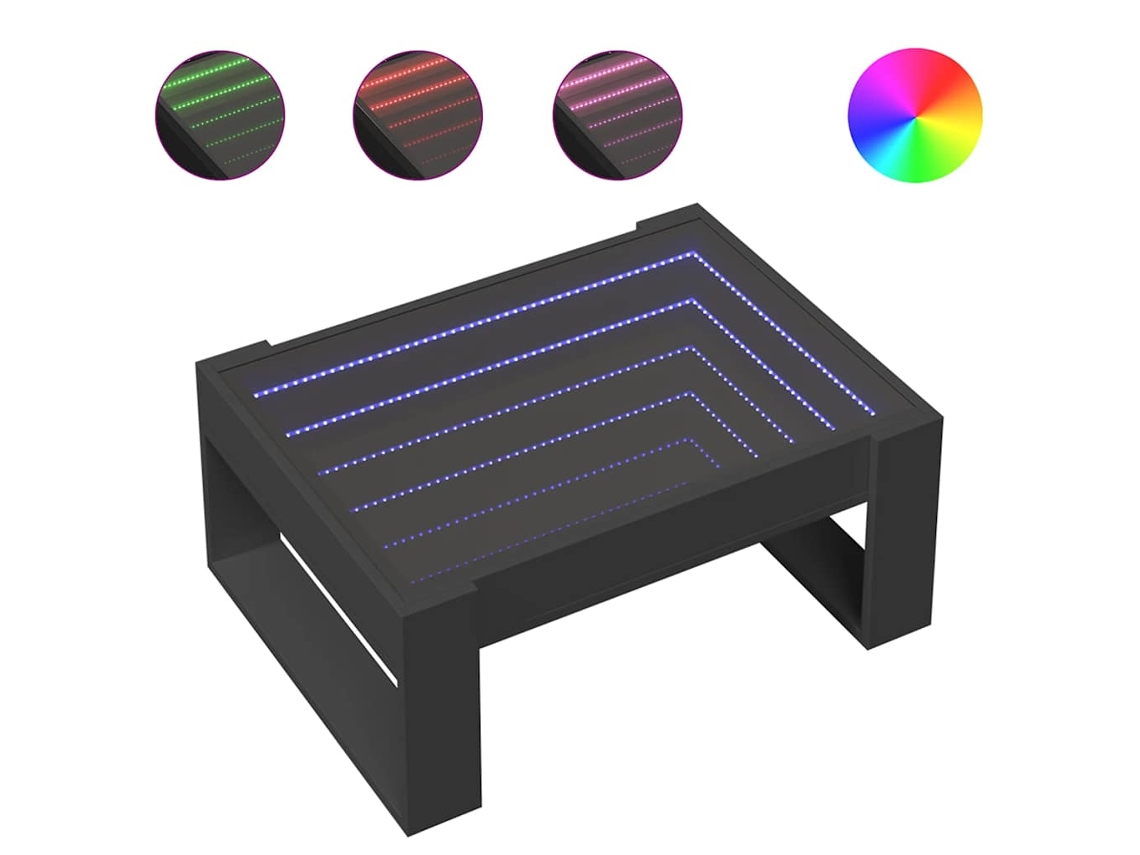 Maison Exclusive - Mesa De Centro Con Infinity Led Negro 70x53x30 Cm
