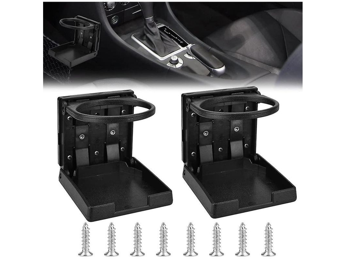 Portavasos Plegable Para Coche, 2 Unidades Con Tornillos, Acero Y Plástico, Negro, 7,5 Cm