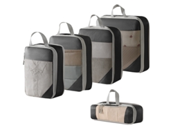 Conjunto De Bolsas Organizadoras Para Malas, Malha Comprimida, Pacote Com 5 Chrui (preto)