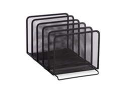 Revistero metálico Relaxdays Catalog Collector, 5 compartimentos, malla, 18,5 x 20,5 x 37,5 cm, negro