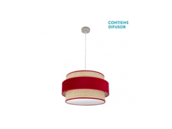 Lámpara colgante Reyes 2x27 níquel/rojo natural, 50 x 50 cm, Fabrilamp