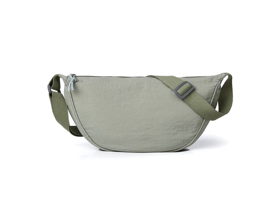 (Grande, verde guisante) Bolso de tela lavada con pliegues, estilo dumpling, bolso de hombro sencillo y ligero con cordón ajustable.