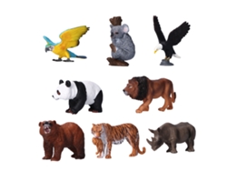 Ats-8 Figuras De Animales Salvajes Juguetes De Plástico Set De Animales Selváticos Con Tigre Koala Panda Guacamayo Juguetes Educatsivos