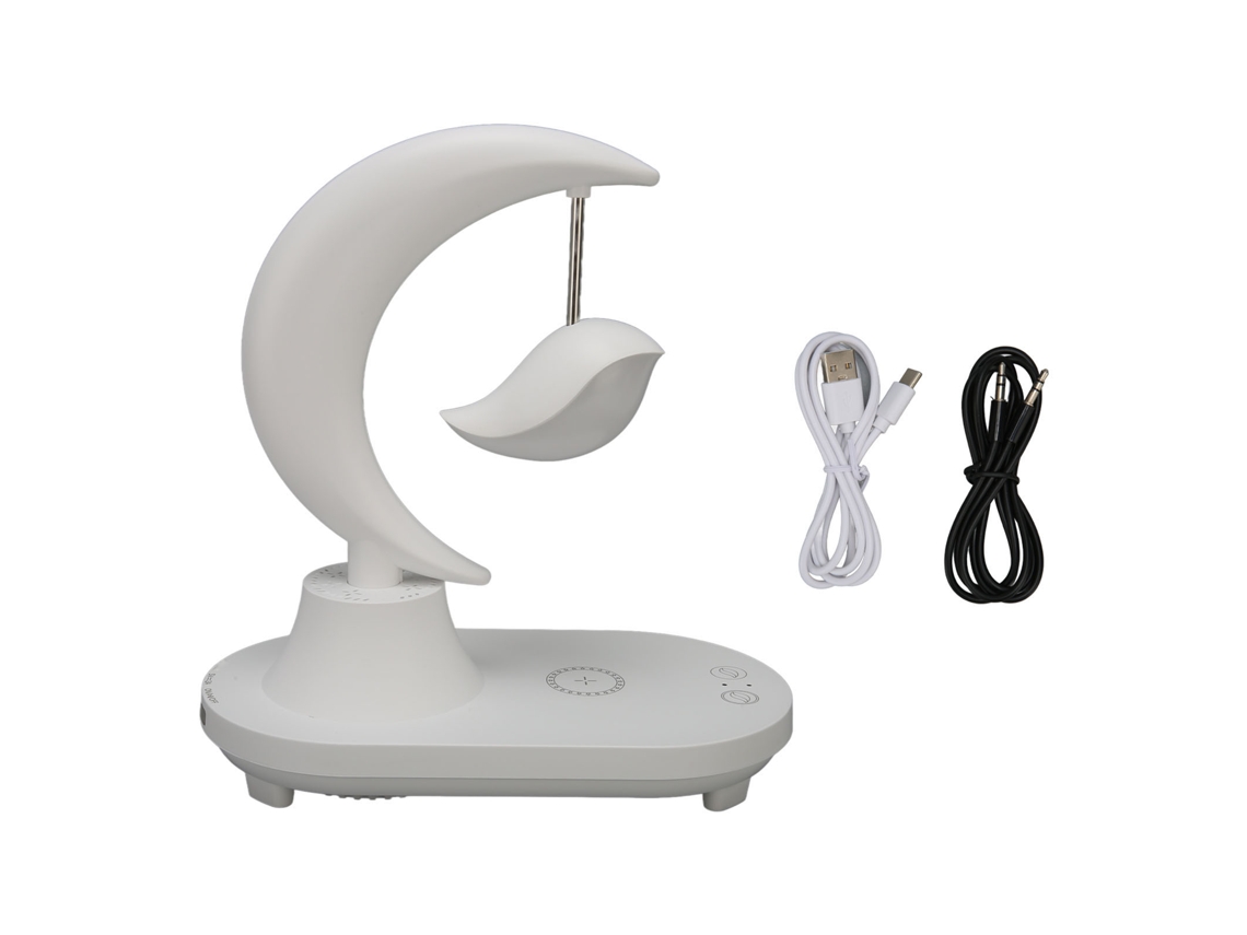 Luz Nocturna Led Con Cargador Inalámbrico Bluetooth, 8 Modos De Color, Diseño De Luna Para Niños, Lectura Y Oficina.