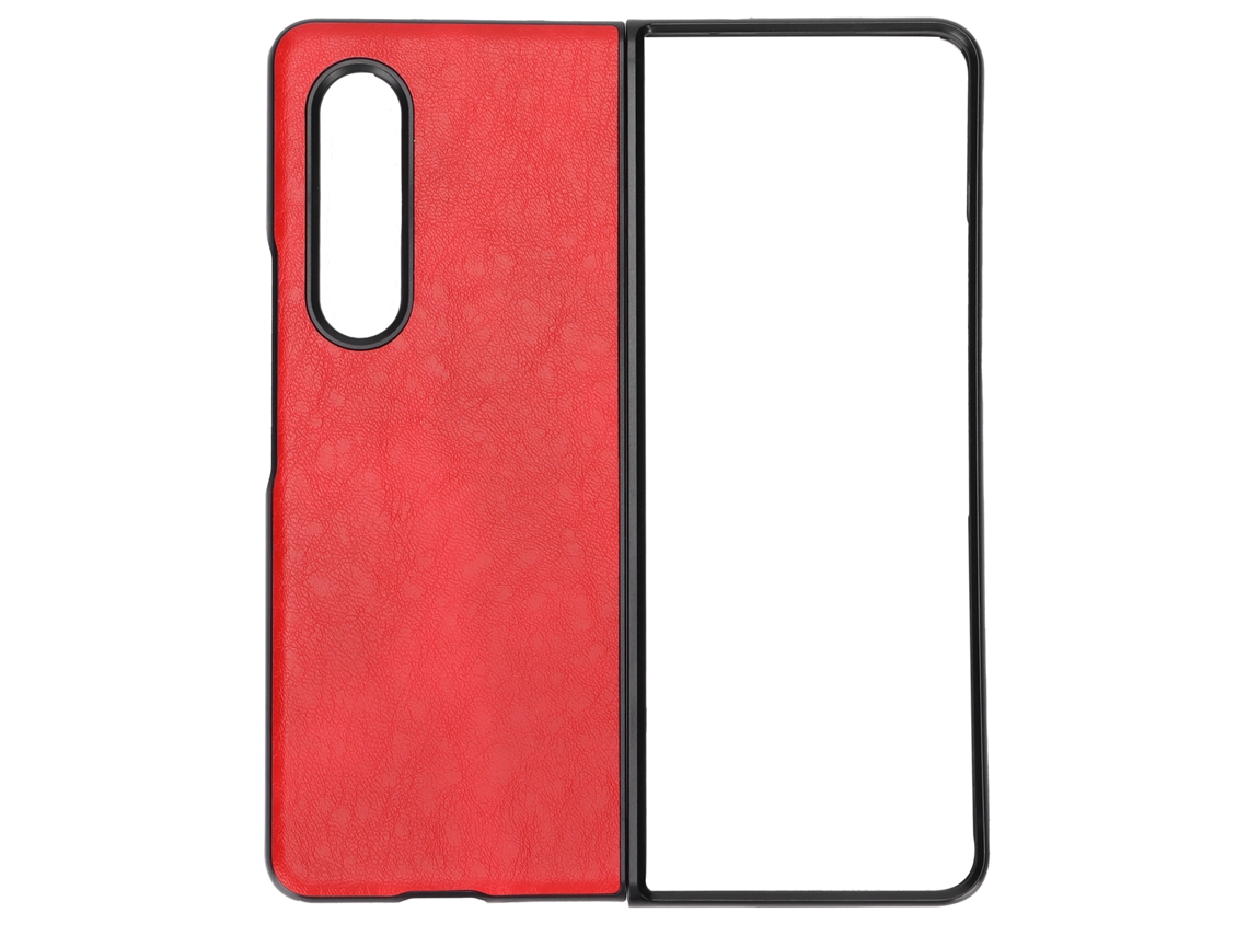 Capa De Couro Protetora Anti Choque Para Samsung Galaxy Z Fold 3 Vermelha Case