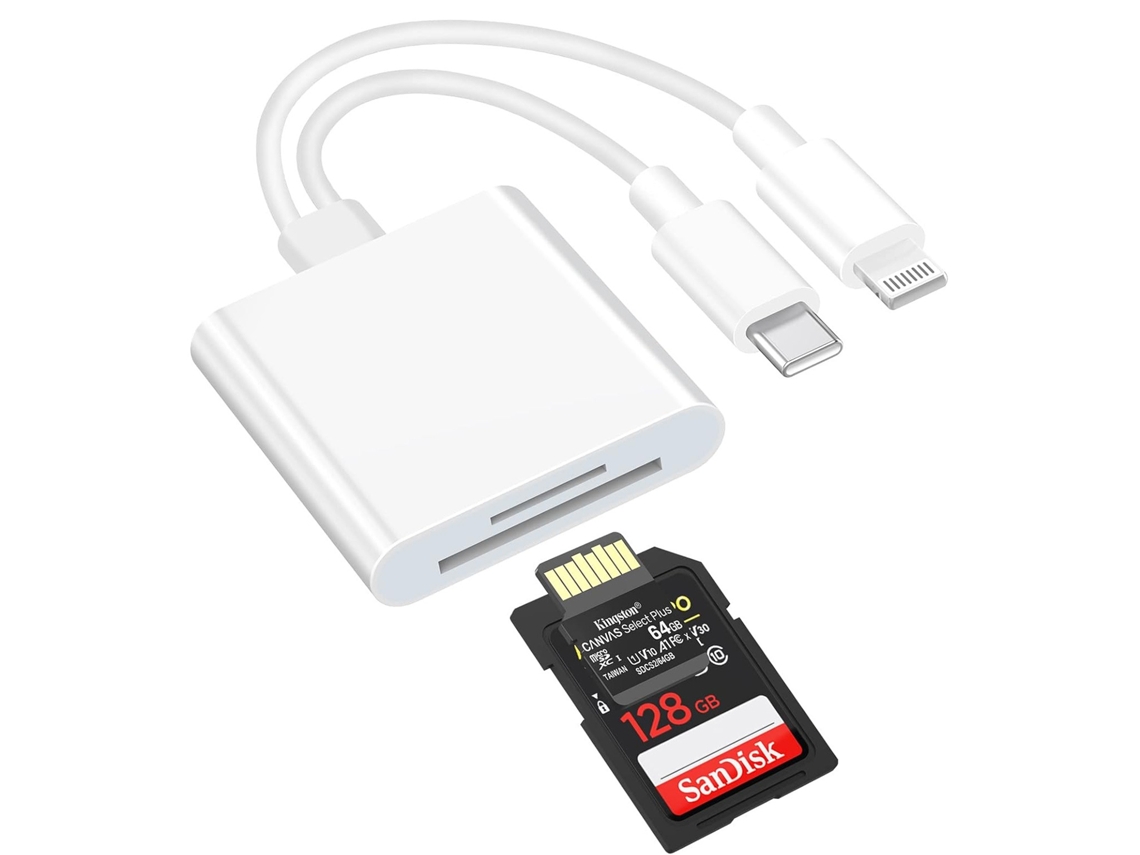Especificaciones del lector de tarjetas USB Tipo C/Lightning para SD/TF