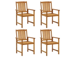 Sillas de jardín (4 piezas, madera maciza de acacia, DKD, decoración del hogar)