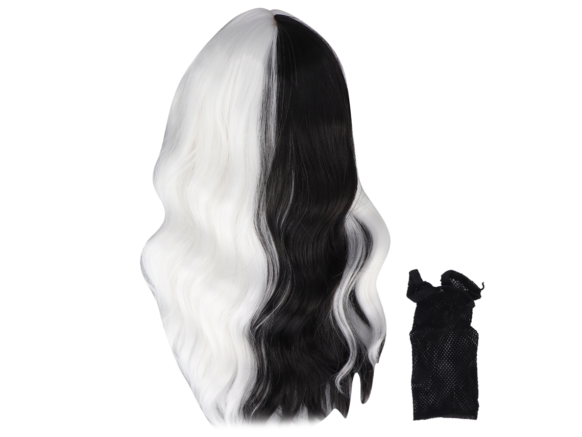 Peluca Corta Rizada Con Calcetines Blancos Y Negros Para Cosplay