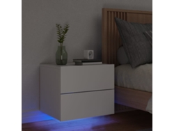 Mesita de Noche Pared Luces Led Madera Blanco