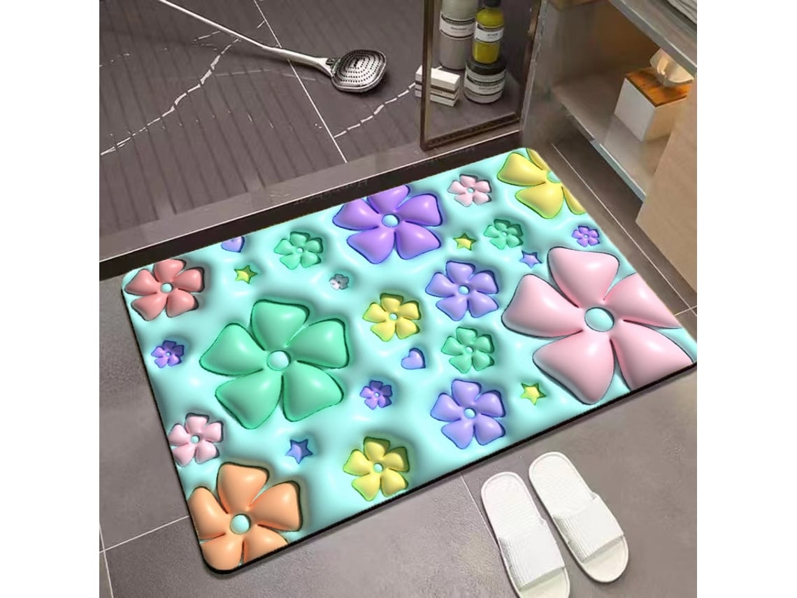 Alfombra de Baño LUUCOZK Antideslizantes Absorbentes Decoración Baño Secado Rápidopatrón Poliéster Multicolor (lamadediatomáceasde50x80cm)