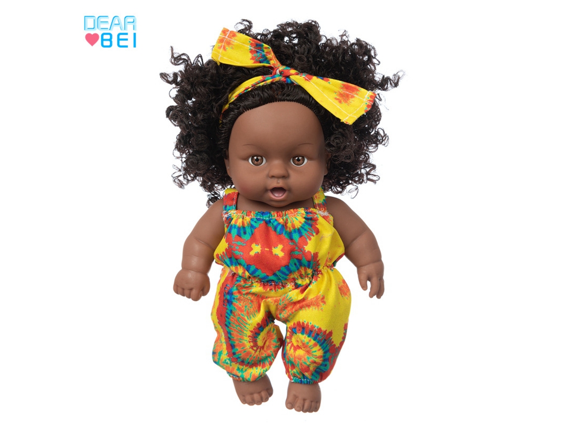 Muñeca De Niña De 20 Cm, De Vinilo Seguro, De Piel Oscura Africana, Un Regalo Ideal Para Una Niña.