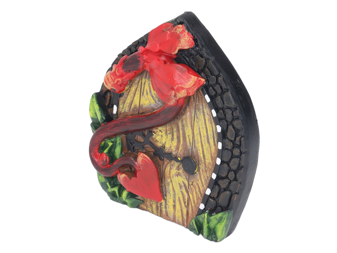 Puerta de hadas en miniatura de resina ecológica con pintura y tornillos para jardín exterior (003)