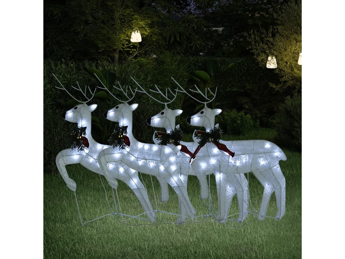 Reno navideño (4 unidades, 80 luces LED, blanco, WSD7565)
