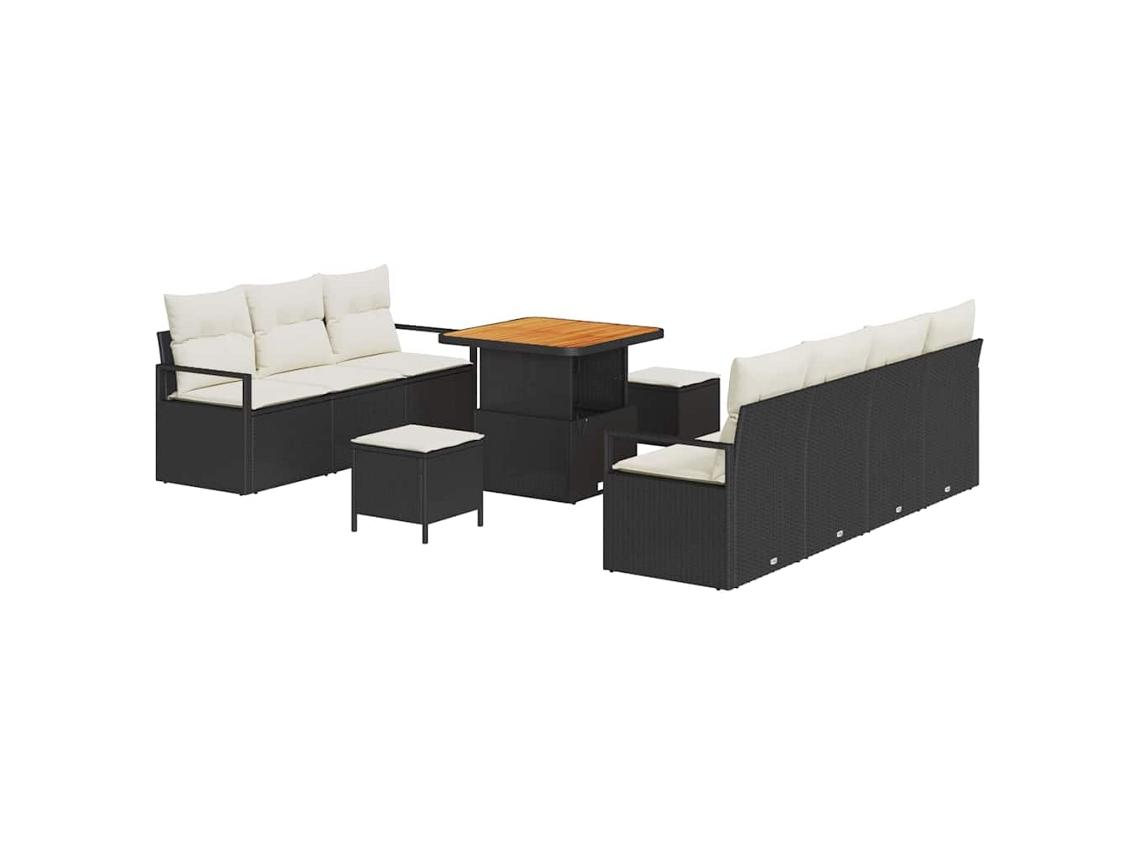 Maison Exclusive - Conjunto De Sofás De Jardín 10 Pcs Negro Ratán Sintético
