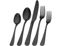 Juego de cubiertos Rebe de acero inoxidable con 5 piezas, utensilios de cocina, aptos para lavavajillas, para el hogar y restaurantes, color negro.