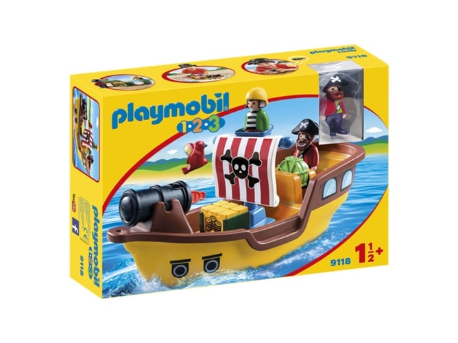 PLAYMOBIL 1.2.3 - Barco Pirata : (Edad Mínima: 1,5)
