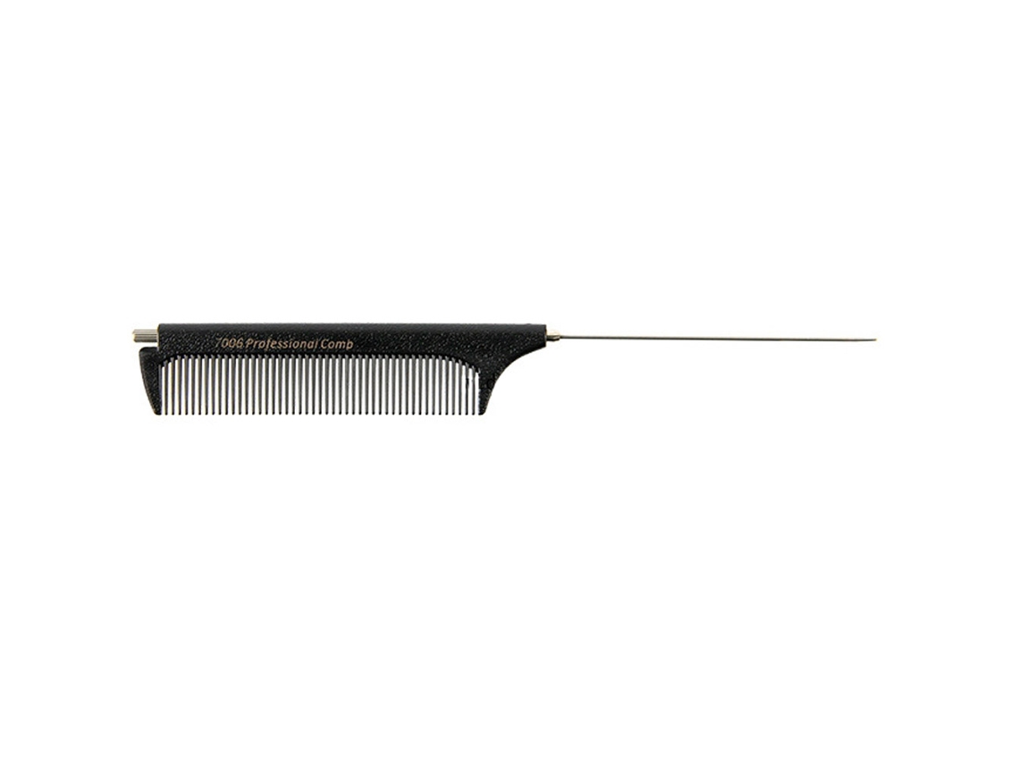 Peine De Acero Duradero Con Puntas De Aguja Peine Antiestático Herramientas De Belleza Y Peluquería Negro