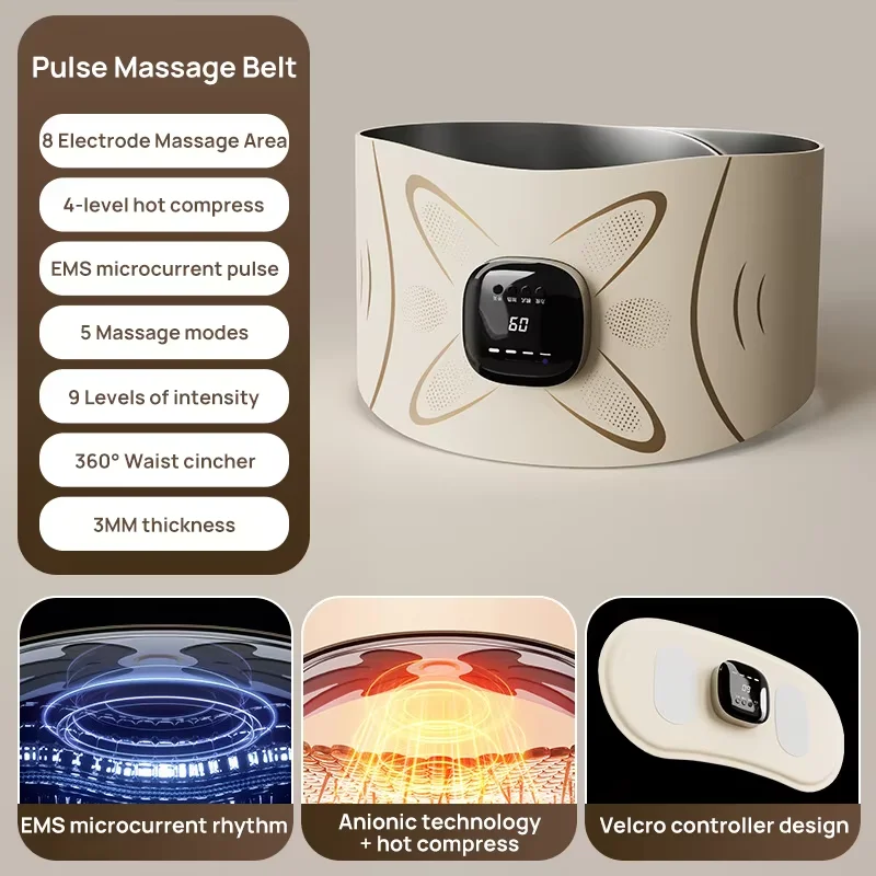 Massageador Abdominal MDUG elétrico, com 4 temperaturas, massagem pulsada e vibratória para queima de gordura