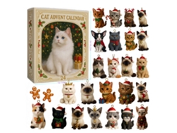 Calendario de Adviento de Gatos 2026 con 24 Adornos Acrílicos de Gatito, Caja Sorpresa para la Cuenta Regresiva de Navidad Aeuzwr