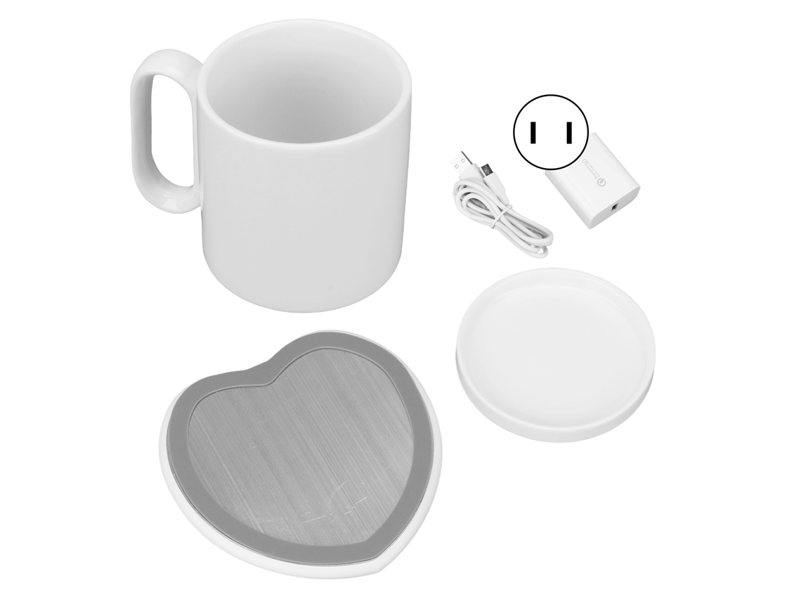 Calentador de tazas eléctrico Corazón de 2 temperaturas constantes para café, té de leche con taza